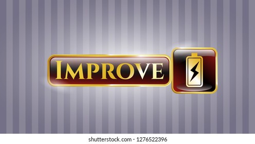  Golden emblem with battery charging icon and Improve text inside