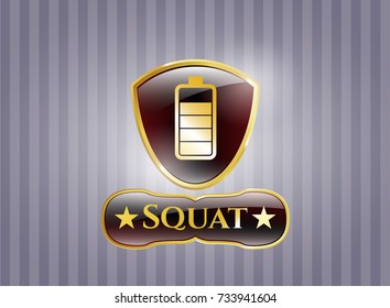  Golden emblem with battery icon and Squat text inside