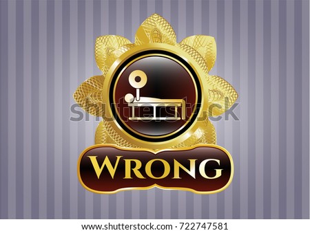  Golden emblem with bench press icon and Wrong text inside