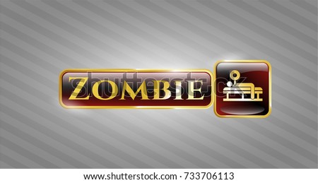  Golden emblem with bench press icon and Zombie text inside