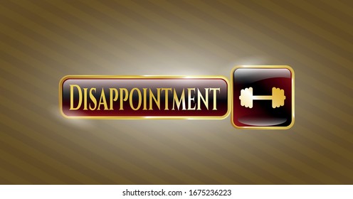  Golden emblem with big dumbbell icon and Disappointment text inside
