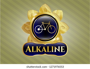  Golden emblem with bike icon and Alkaline text inside