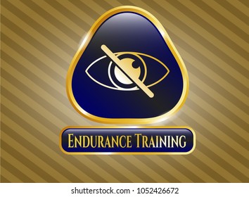  Golden emblem with blind icon and Endurance Training text inside
