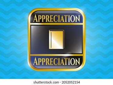 Golden emblem with book icon and Appreciation text inside