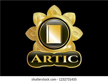  Golden emblem with book icon and Arctic text inside