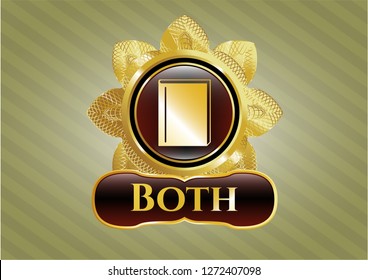  Golden emblem with book icon and Both text inside