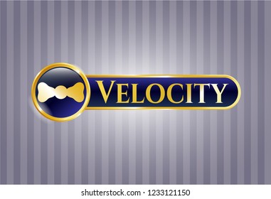  Golden emblem with bow tie icon and Velocity text inside