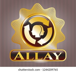  Golden emblem with brain storm icon and Allay text inside