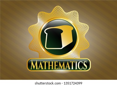  Golden emblem with bread icon and Mathematics text inside