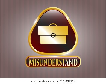  Golden emblem with briefcase icon and Misunderstand text inside
