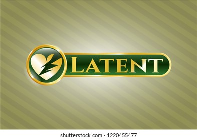  Golden emblem with broken heart icon and Latent text inside