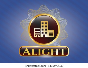  Golden emblem with buildings icon and Alight text inside