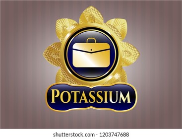  Golden emblem with business briefcase icon and Potassium text inside