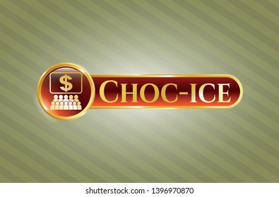  Golden emblem with business congress icon and Choc-ice text inside