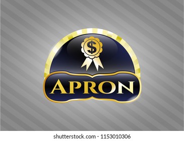  Golden emblem with business ribbon icon and Apron text inside