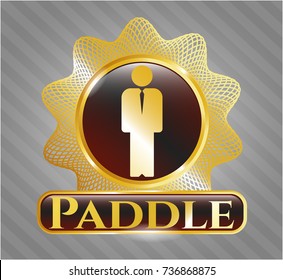  Golden emblem with businessman icon and Paddle text inside