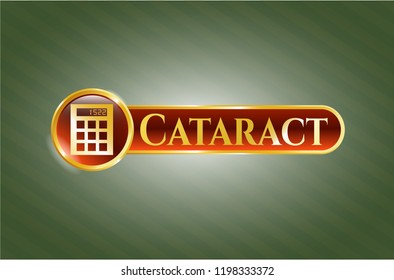  Golden emblem with calculator icon and Cataract text inside