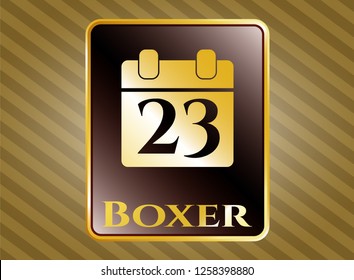  Golden emblem with calendar icon and Boxer text inside