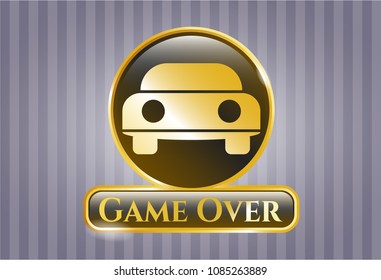  Golden emblem with car seen from front icon and Game Over text inside