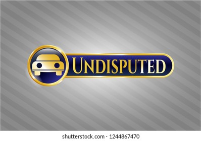  Golden emblem with car seen from front icon and Undisputed text inside