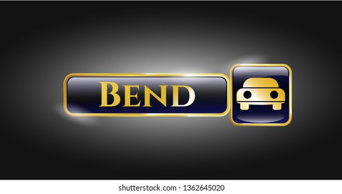  Golden emblem with car seen from front icon and Bend text inside