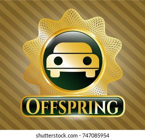  Golden emblem with car seen from front icon and Offspring text inside