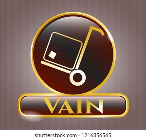  Golden emblem with cargo icon and Vain text inside