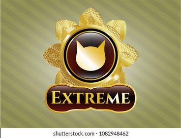   Golden emblem with cat face icon and Extreme text inside