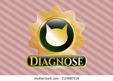  Golden emblem with cat face icon and Diagnose text inside