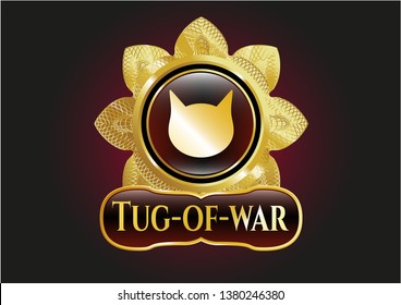  Golden emblem with cat face icon and Tug-of-war text inside