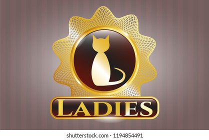  Golden emblem with cat icon and Ladies text inside