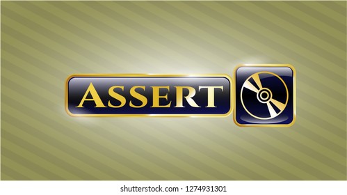  Golden emblem with CD or DVD disc icon and Assert text inside