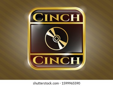  Golden emblem with CD or DVD disc icon and Cinch text inside