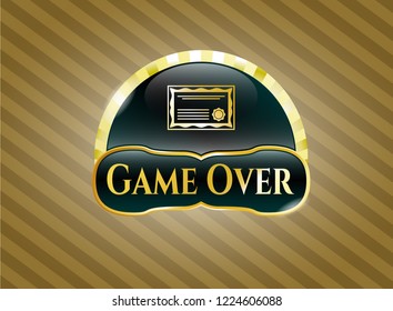  Golden emblem with certificate icon and Game Over text inside