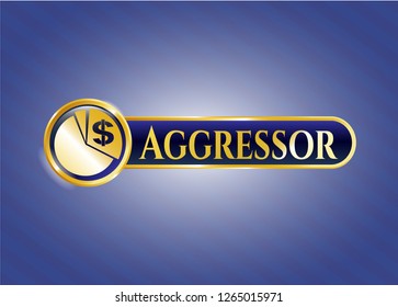  Golden emblem with chart icon and Aggressor text inside