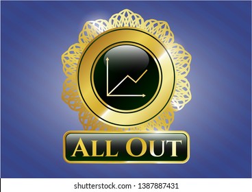  Golden emblem with chart icon and All Out text inside