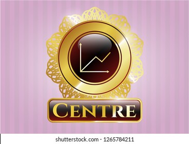  Golden emblem with chart icon and Centre text inside