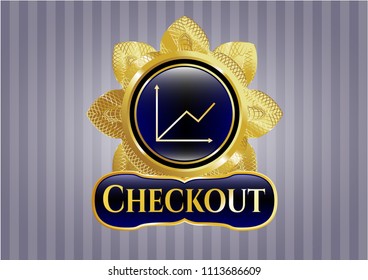  Golden emblem with chart icon and Checkout text inside