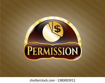  Golden emblem with chart icon and Permission text inside