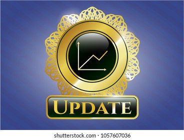  Golden emblem with chart icon and Update text inside
