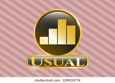  Golden emblem with chart icon and Usual text inside