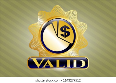  Golden emblem with chart icon and Valid text inside