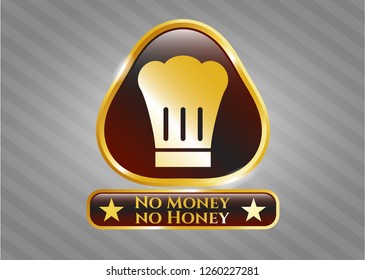  Golden emblem with chef hat icon and No Money no Honey text inside