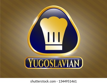  Golden emblem with chef hat icon and Yugoslavian text inside