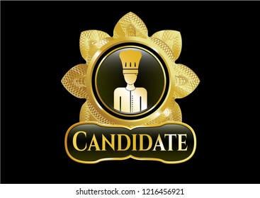  Golden emblem with chef icon and Candidate text inside