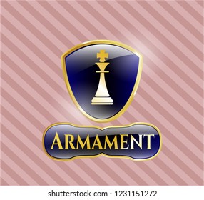  Golden emblem with chess king icon and Armament text inside