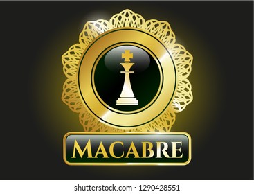  Golden emblem with chess king icon and Macabre text inside