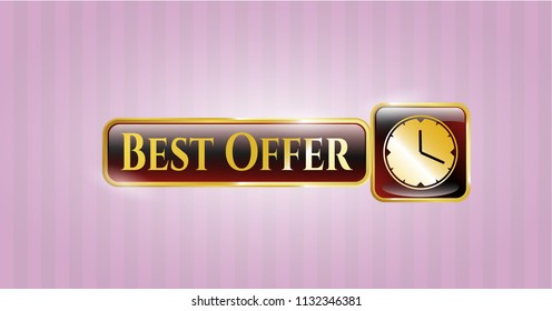  Golden emblem with clock, time icon and Best Offer text inside