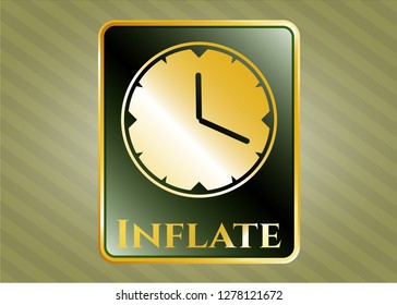  Golden emblem with clock, time icon and Inflate text inside