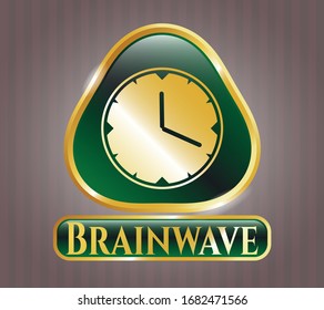  Golden emblem with clock, time icon and Brainwave text inside